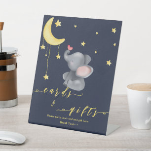 Cute Elephant With Little Butterfly Baby Shower Pedestal Sign