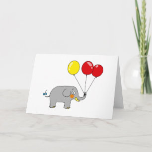 Cute elephant with party balloons card