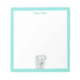 Cute Elephant with Turquoise Frame Simple Notepad