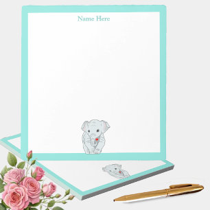 Cute Elephant with Turquoise Frame Simple Notepad