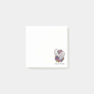 Cute Elephant With Wild Flowers In Watercolor Post-it Notes