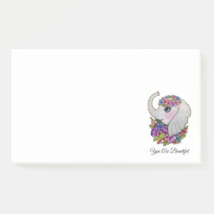 Cute Elephant With Wild Flowers In Watercolor Post-it Notes