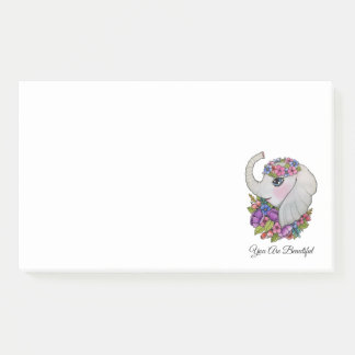 Cute Elephant With Wild Flowers In Watercolor Post-it Notes