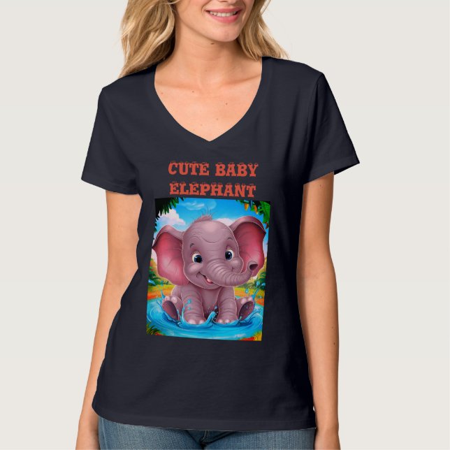 Cute Elephant Womens T-Shirt (Front)