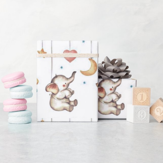 Cute Elephant  Wrapping Paper (Baby Shower)