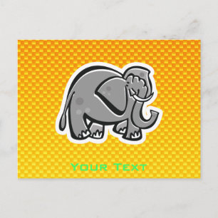 Cute Elephant; Yellow Orange Postcard