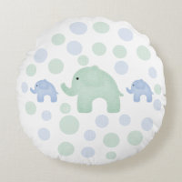 Cute Elephants Blue Green Polkadots Nursery