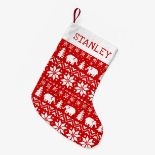 Cute Elephants Christmas Sweater Pattern Festive Small Christmas Stocking