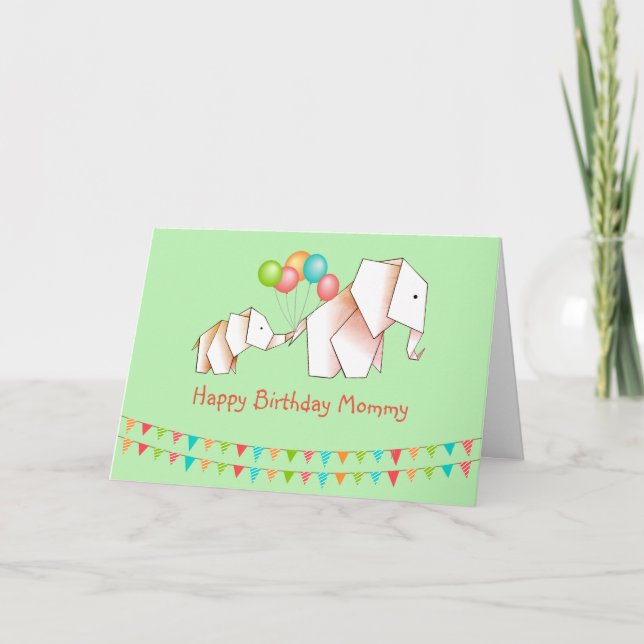 Cute Elephants Happy Birthday Mummy Card (Front)