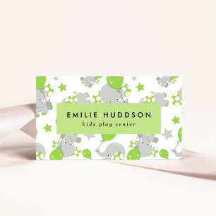 Cute Elephants, Kids Play Centre, Activity Centre Business Card
