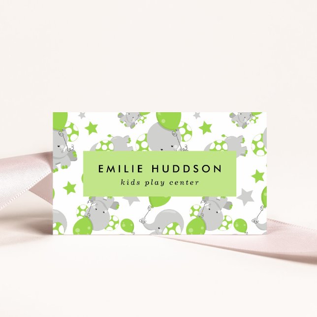 Cute Elephants, Kids Play Centre, Activity Centre Business Card (Creator Uploaded)