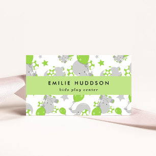 Cute Elephants, Kids Play Centre, Activity Centre Business Card