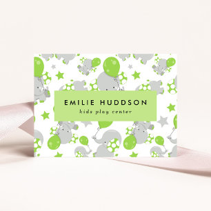Cute Elephants, Kids Play Centre, Activity Centre Business Card