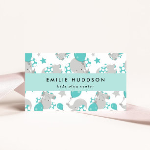 Cute Elephants, Kids Play Centre, Activity Centre Business Card