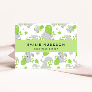 Cute Elephants, Kids Play Centre, Activity Centre Business Card
