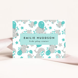 Cute Elephants, Kids Play Centre, Activity Centre Business Card