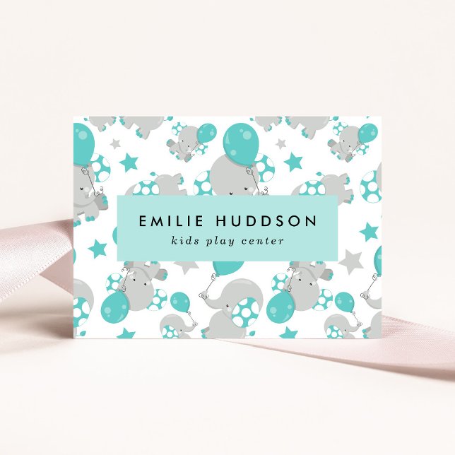 Cute Elephants, Kids Play Centre, Activity Centre Business Card (Creator Uploaded)