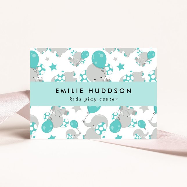 Cute Elephants, Kids Play Centre, Activity Centre Business Card (Creator Uploaded)