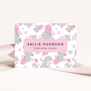 Cute Elephants, Kids Play Centre, Activity Centre Business Card