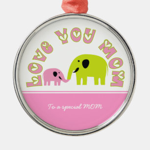 Cute Elephants Mother Child Mother's Day gift Metal Tree Decoration