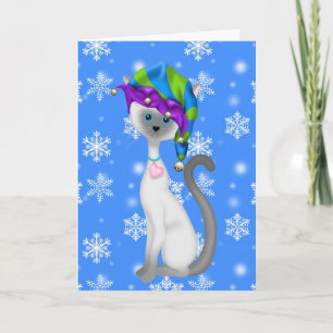 Cute Elf Cat Christmas Card