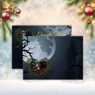 Cute Elf Child in Green Hooded Coat  Envelope