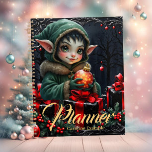 Cute Elf Child in Green Hooded Coat Planner