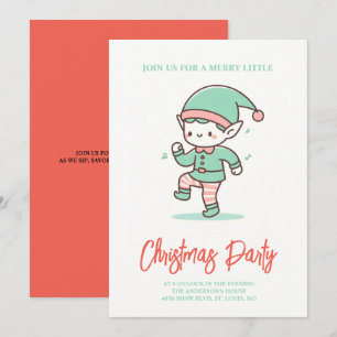 cute elf dancing in Christmas Invitation