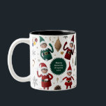 Cute Elf Dolls Crafty Holiday Collage  Two-Tone Coffee Mug<br><div class="desc">Brighten your morning with this whimsical Cute Elf Dolls Crafty Holiday Collage Two-Tone Coffee Mug! This design is a celebration of fun and creativity, featuring four playful Elf Dolls surrounded by festive elements like snow, pinecones, and a fun paint palette. It perfectly captures the joy of "Making Memories, Wrapping Love"...</div>