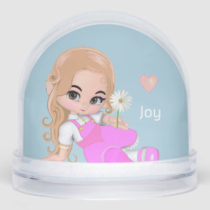Cute Elf Fairy with Daisy Flower Snow Globe 