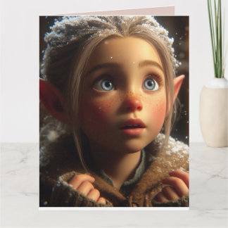 CUTE ELF GIRL CHRISTMAS GREETING CARD