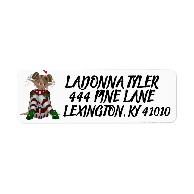 CUTE ELF GIRL RETURN ADDRESS LABELS (Front)