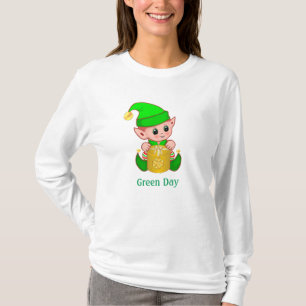Cute Elf & Green Day Text T-Shirt