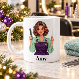 Cute Elf Hairstylist Hairdresser Christmas Mug