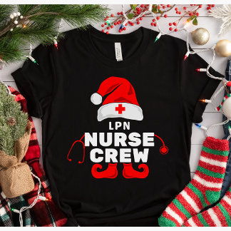 Cute Elf LPN Nurse Christmas Crew T-Shirt