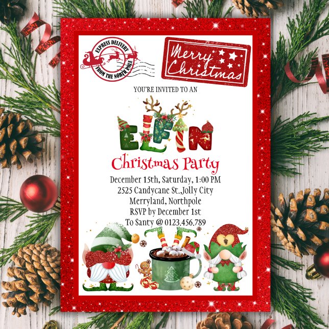  Cute Elf North Pole Christmas Party Invitation (Creator Uploaded)