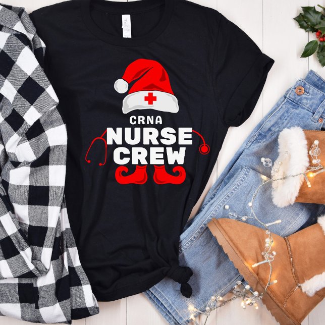 Cute Elf Nurse CRNA Christmas Crew T-Shirt (Creator Uploaded)