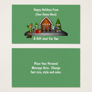 Cute Elf Scene Christmas Holiday Gift Card Tag