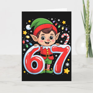 Cute Elf Six Seven 6 7 Meme Funny Christmas Costum Card