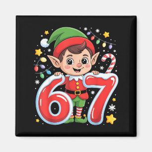 Cute Elf Six Seven 6 7 Meme Funny Christmas Costum Magnet
