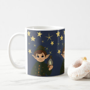 Cute Elf Watcher Starry Night Christmas Mug