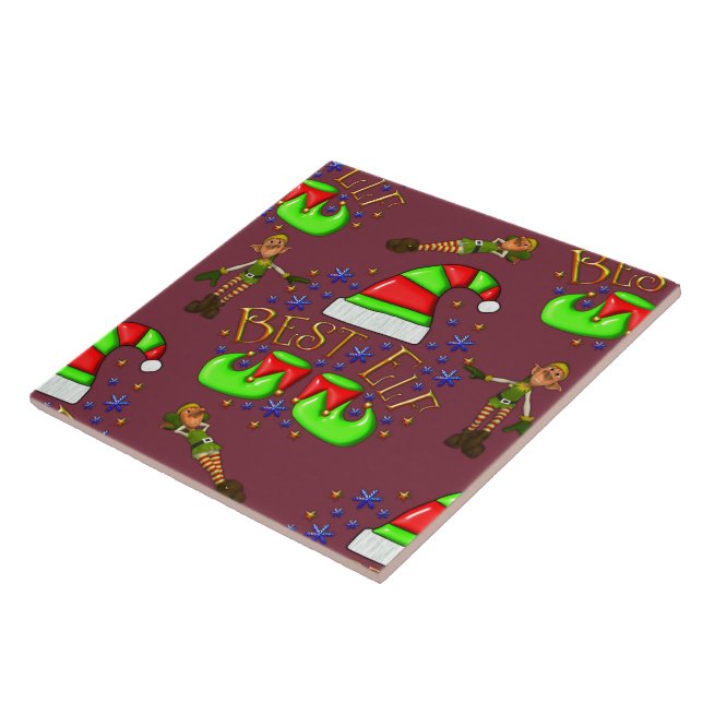 Cute Elves Christmas Tile (Side)
