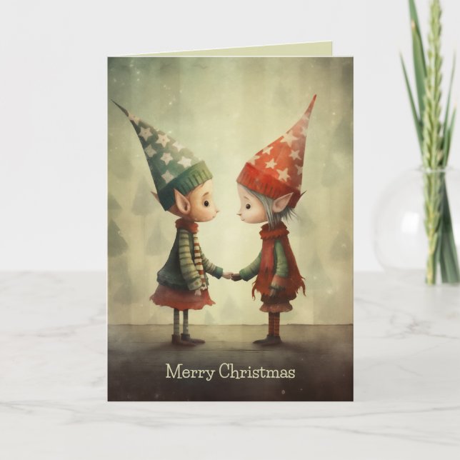 Cute Elves Illustration Card (Front)