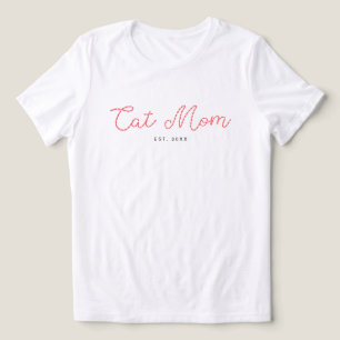 Cute Embroidered Cat Lover Mom Add Your Text Tri-Blend Shirt