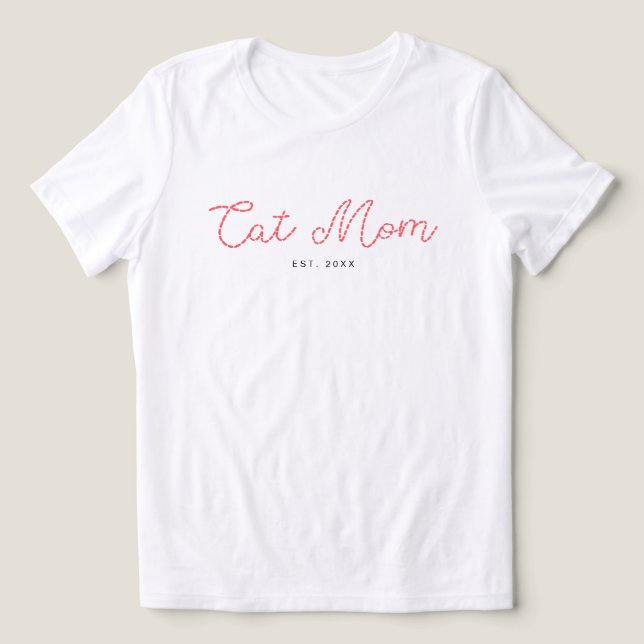 Cute Embroidered Cat Lover Mom Add Your Text Tri-Blend Shirt (Design Front)
