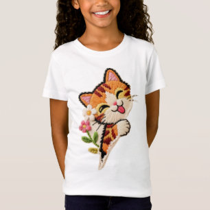 Cute Embroidered Cat T-Shirt