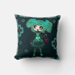 Cute Emerald Girl Kawaii PinkyP by LeahG Cushion
