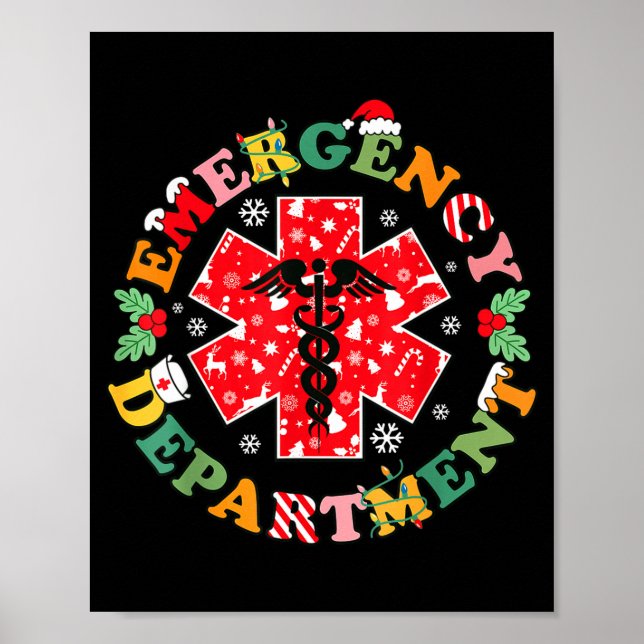 Cute Emergency Department Christmas Er Nurse Santa Poster (Front)