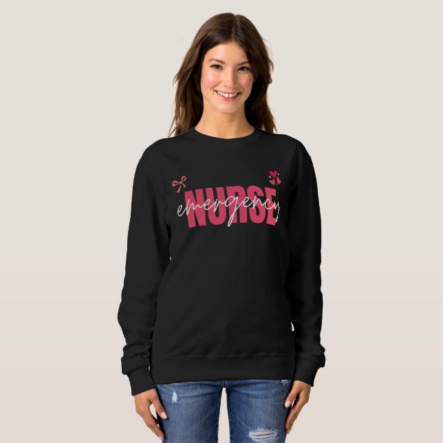 Cute Emergency Nurse  Coquette Pink Bow Sweatshirt (Front Full)
