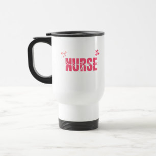 Cute Emergency Nurse er Nursing Pink Bow Hearts Travel Mug
